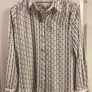 LOFT Men's White and Black Striped Shirt